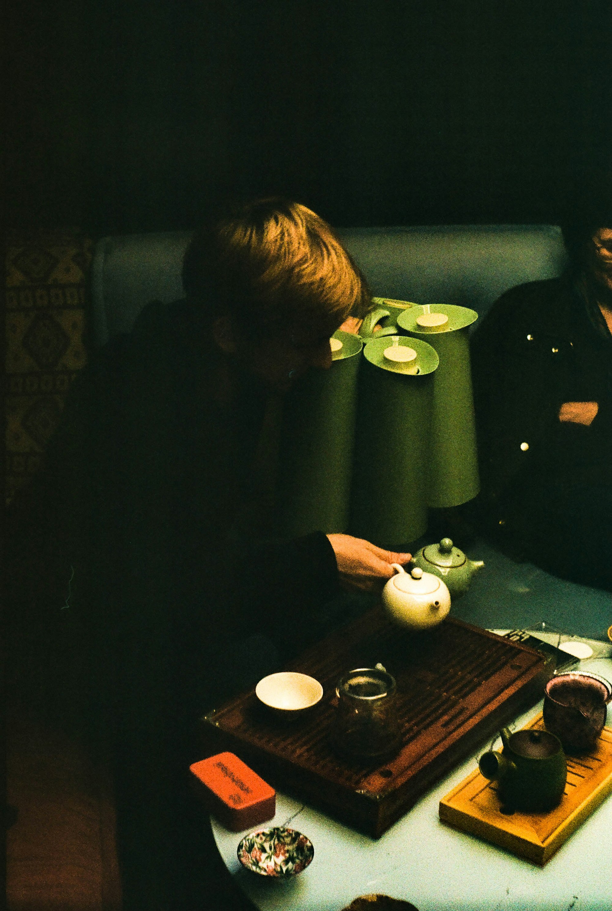A table set for a shared pot of tea
